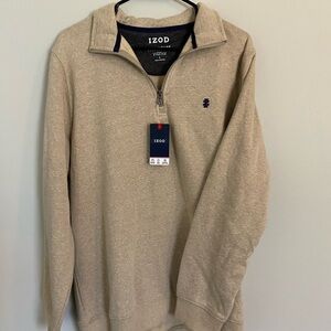 Izod Men's Camel Quarter Zip Sweater